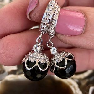 Dallas Prince 1.5” Onyx and Topaz Bead hoops